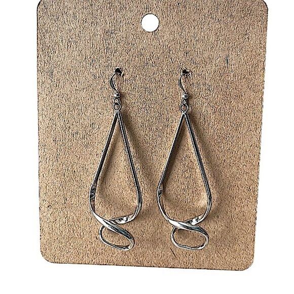 Chico’s Silver Tone Drop Twist Wire Earrings - Picture 1 of 6